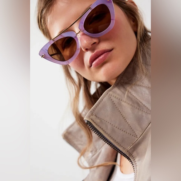 Free people Lele Sadoughi Cat Eye Orchid Purple Aviator...